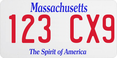 MA license plate 123CX9