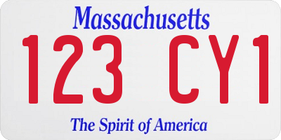 MA license plate 123CY1