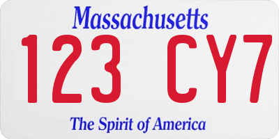 MA license plate 123CY7