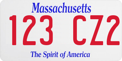 MA license plate 123CZ2