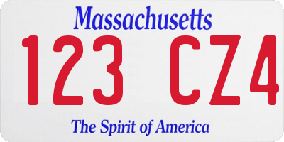 MA license plate 123CZ4