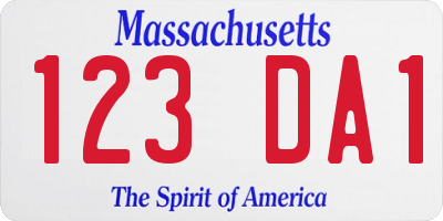 MA license plate 123DA1
