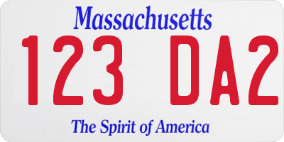 MA license plate 123DA2