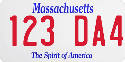 MA license plate 123DA4