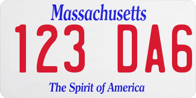 MA license plate 123DA6