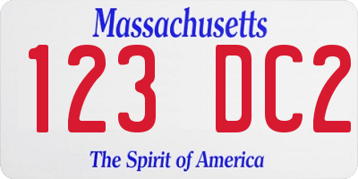 MA license plate 123DC2
