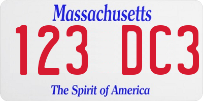 MA license plate 123DC3