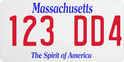 MA license plate 123DD4