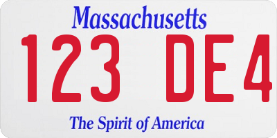 MA license plate 123DE4