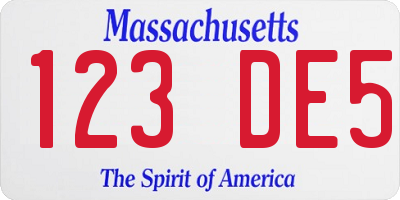 MA license plate 123DE5