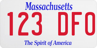MA license plate 123DF0