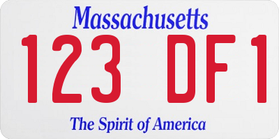 MA license plate 123DF1