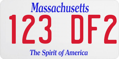 MA license plate 123DF2