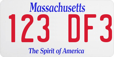 MA license plate 123DF3
