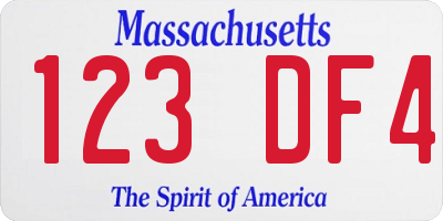 MA license plate 123DF4