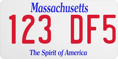 MA license plate 123DF5