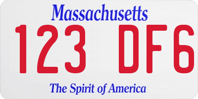 MA license plate 123DF6