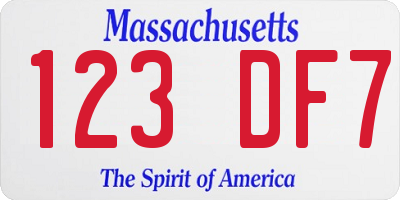 MA license plate 123DF7