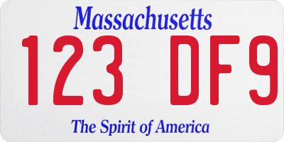 MA license plate 123DF9