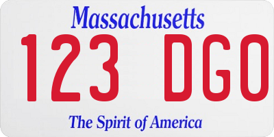 MA license plate 123DG0