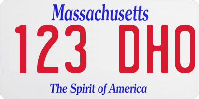 MA license plate 123DH0