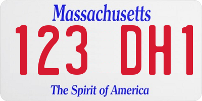 MA license plate 123DH1