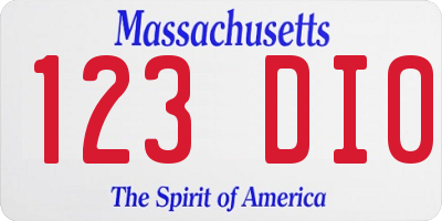 MA license plate 123DI0