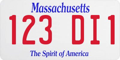MA license plate 123DI1
