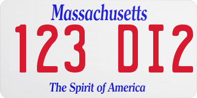 MA license plate 123DI2
