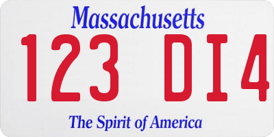 MA license plate 123DI4