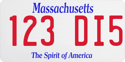 MA license plate 123DI5