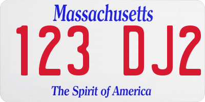 MA license plate 123DJ2