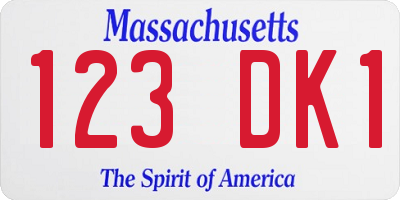 MA license plate 123DK1