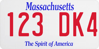 MA license plate 123DK4