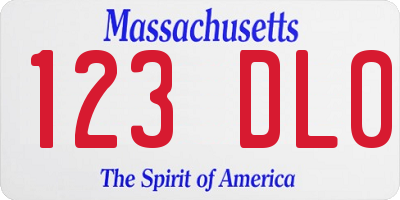 MA license plate 123DL0