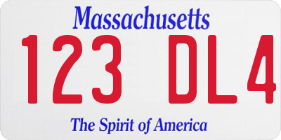 MA license plate 123DL4