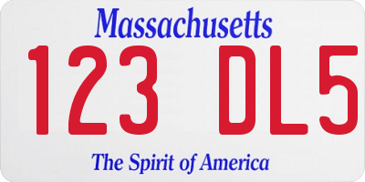 MA license plate 123DL5