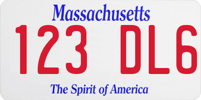 MA license plate 123DL6
