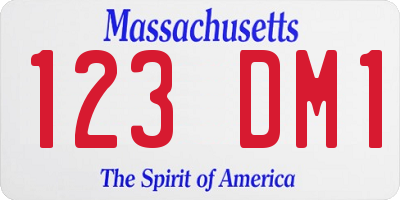 MA license plate 123DM1
