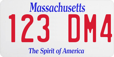 MA license plate 123DM4