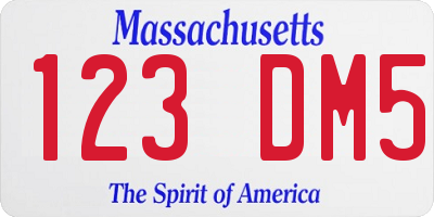 MA license plate 123DM5