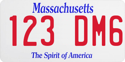 MA license plate 123DM6