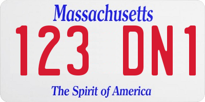 MA license plate 123DN1