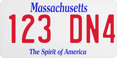 MA license plate 123DN4