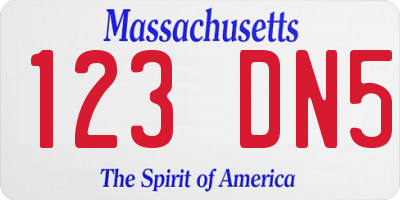MA license plate 123DN5