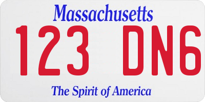 MA license plate 123DN6