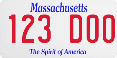 MA license plate 123DO0