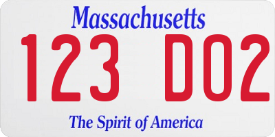 MA license plate 123DO2
