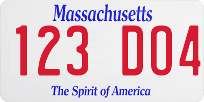 MA license plate 123DO4