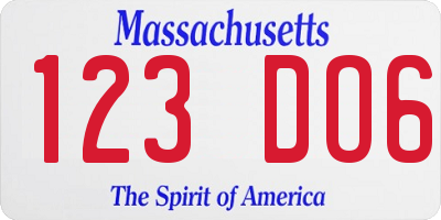 MA license plate 123DO6